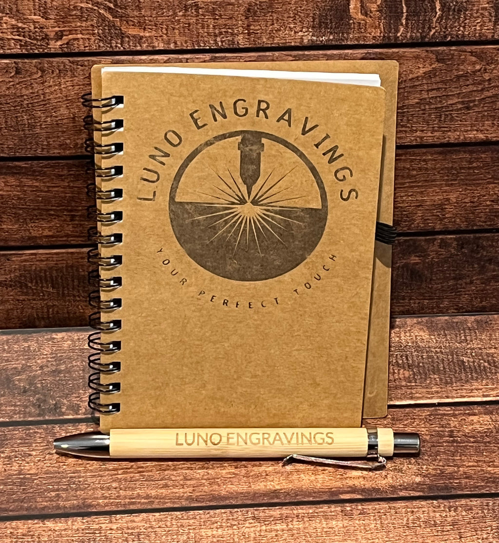 Engravable Pocket Notebook with Bamboo Pen